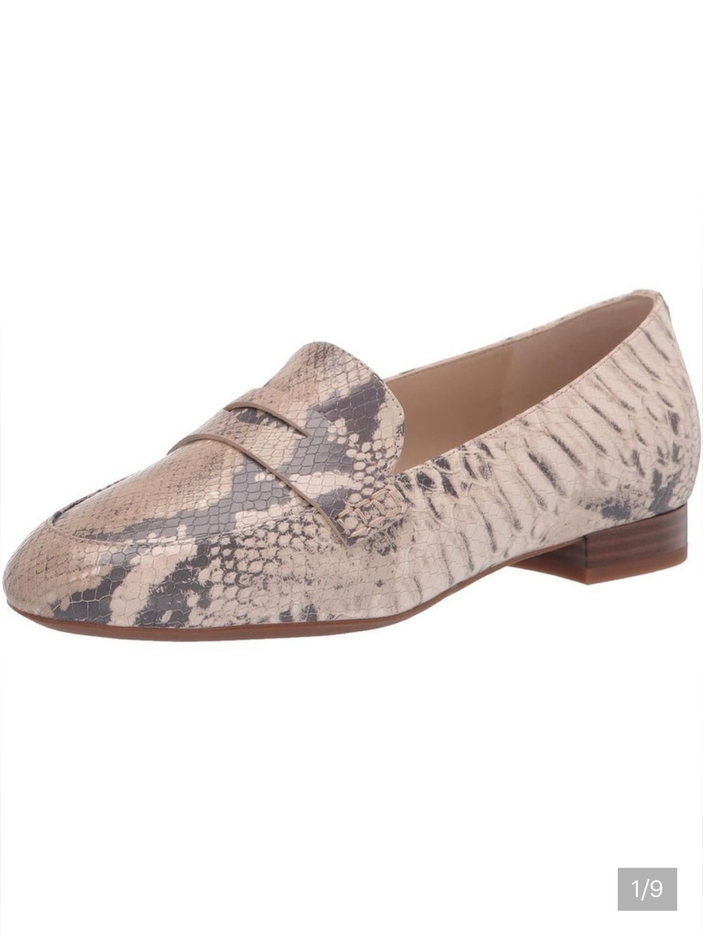 Women's Snake Print Loafer Cole Haan Goto Pearson Loafer Gray Beige Leather 5.5